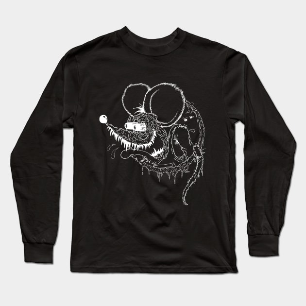 Classic Rat Fink (line version) Long Sleeve T-Shirt by ScottBokma